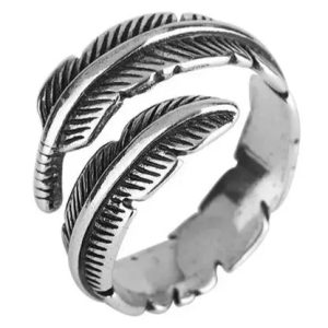bague plume argent