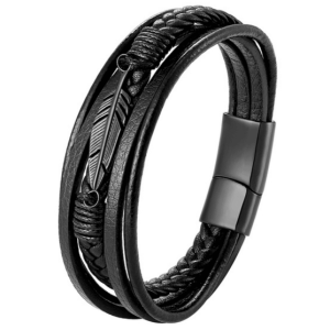 plume en acier inoxydable bracelet