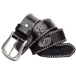 ceinture western cuir noir