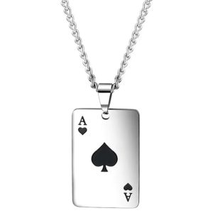collier as de pique en acier inoxydable