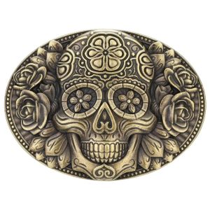 boucle de ceinture western tête de mort