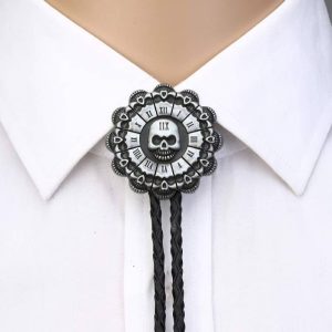 cravate cowboy tête de mort