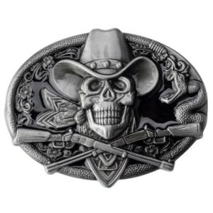 boucle de ceinture crâne cowboy