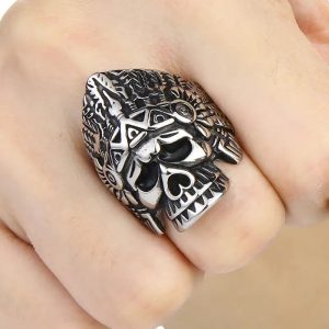 bague amérindienne crâne
