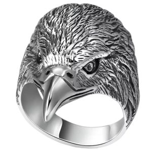 bague en argent tête d'aigle