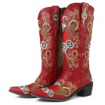 bottes country femme rouge