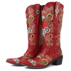 bottes country femme rouge