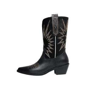 bottes cowboy en cuir noir