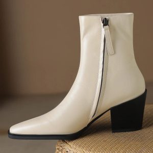 bottines cuir blanc western