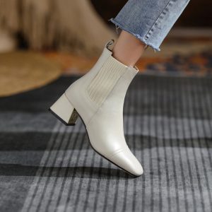 bottines cowgirl cuir beige
