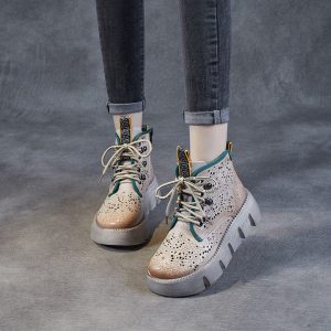 bottines camel en cuir