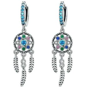 boucles d'oreilles attrape-rêves argent
