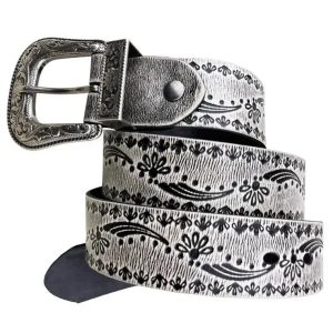 ceinture cowboy en cuir blanc