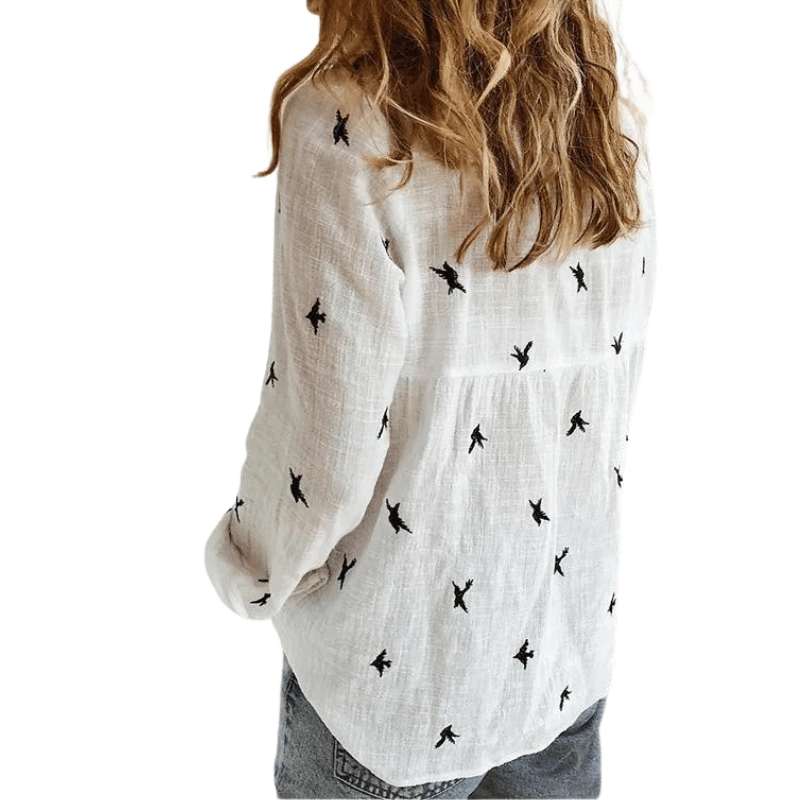 chemise motif oiseaux femme