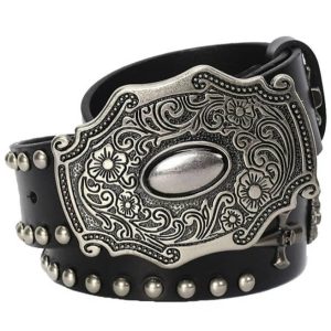 ceinture western cuir cloutée