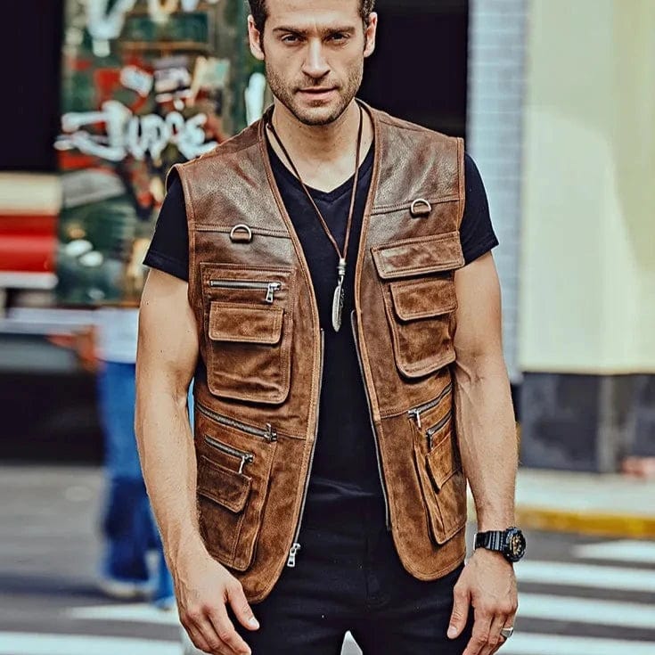 Gilet cuir robuste Country