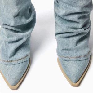 bottes denim bleu clair